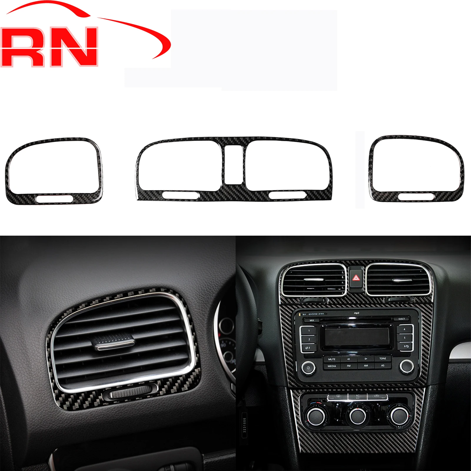 

For volkswagen golf 6 gti R MK6 2008-2012 Refit Carbon Fiber Car Forged Carbon Air Conditioning Vents Interior Sticker