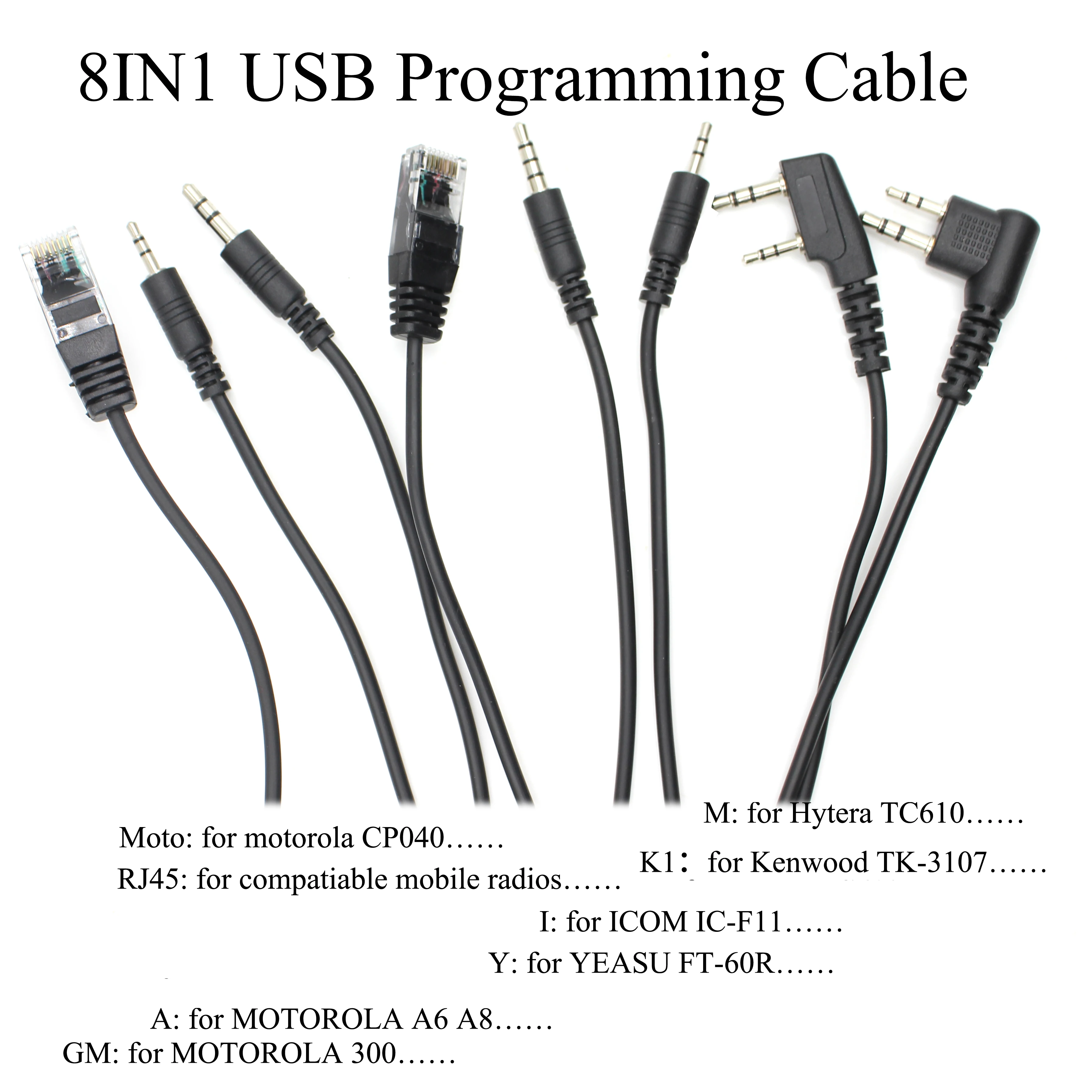 Câble de données de programmation USB 8 en 1, pour BAOFENG /HYTERA/ TK/TYT, câble de fréquence de programmation 8 en 1