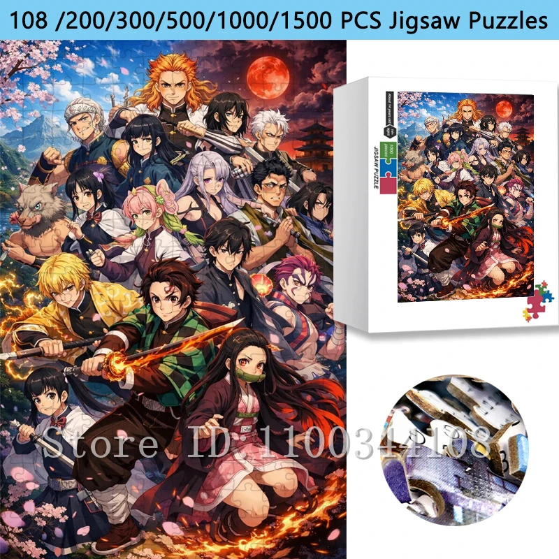 

Demon Slayer All Characters Collage Puzzle High Definition Anime Art Jigsaw Puzzles for Adults Kids Stress Relief Toys