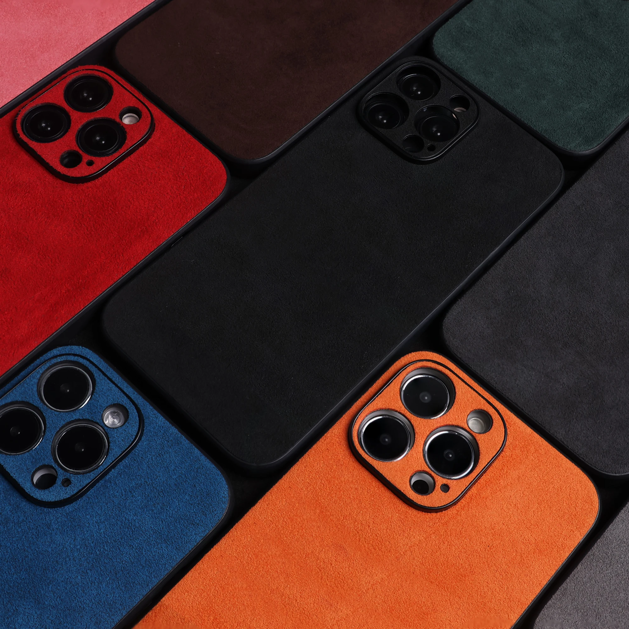 ALCANTARA Case for iPhone 17 Pro Max 16 15 14 13 Luxury Artificial Leather Supercar Suede Phone Cases Cover