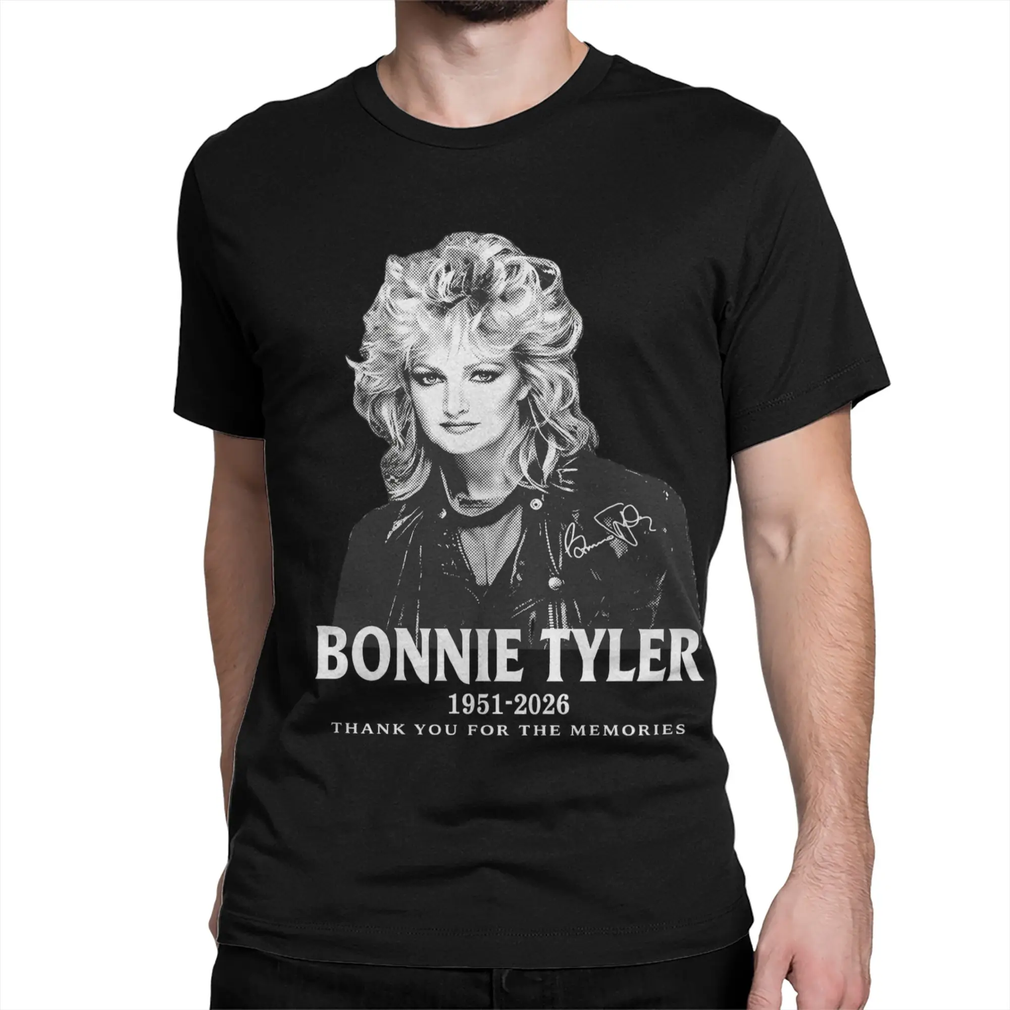 Men T-Shirt Bonnie Tyler Thank You for the Memories 1951 2026 Tribute  Cotton Tee Shirt Short Sleeve  T Shirts Crew Neck Clothes