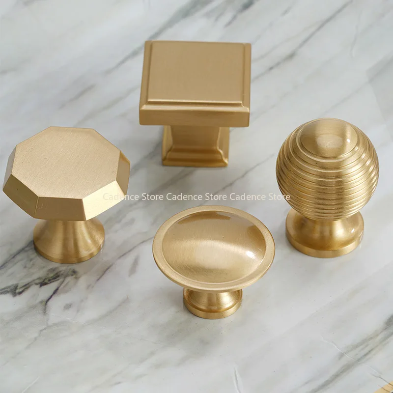 French Luxury Solid Brass Cabinet Furniture Drawer Cabinet Door Handle Round Knobs T-Bar Wardrobe Pull