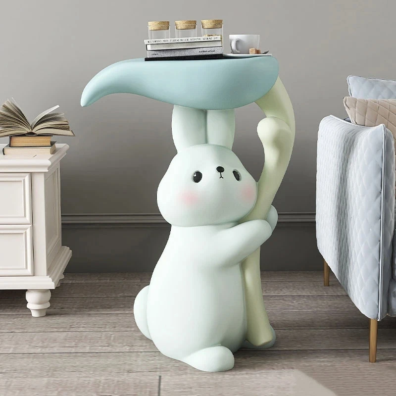 Nordic Modern Nightstands Small Space Cute Kawaii Rabbit Bedside Table Resin Comfortable Simple Narrow Muebles Bedroom Furniture