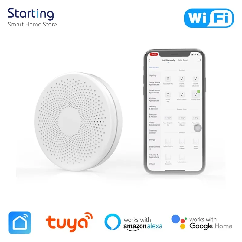 Tuya เซ็นเซอร์ตรวจจับควันและคาร์บอนมอนอกไซด์อัจฉริยะ, Wifi ควบคุมชีวิตด้วยเสียงสมาร์ทโฮมอัจฉริยะรองรับ Alexa Google Home