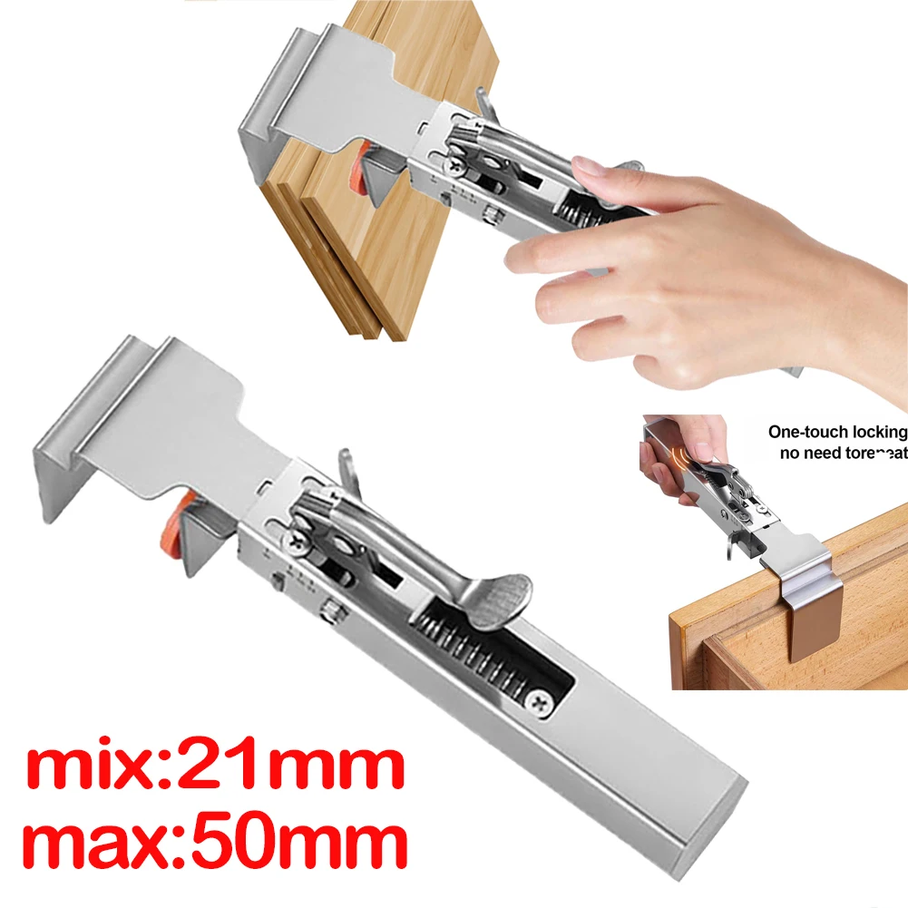 Quick Press Drawer Clamp Stainless Steel Drawer Fastening Clip Drawer Front Mounting Clip Woodworking Clamp for DIY Woodworking