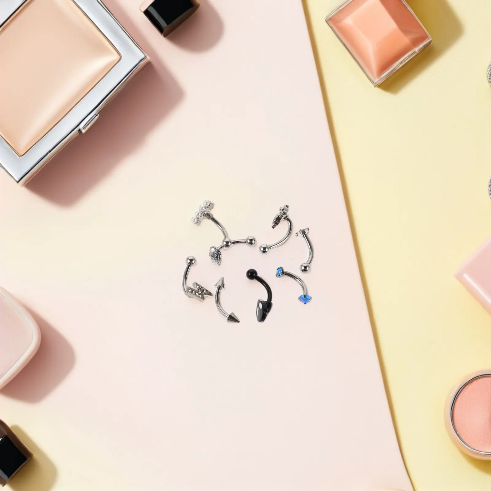 

Набор из 8 легких и удобных колец для пирсинга бровей из нержавеющей стали для женщин, украшения для пирсинга лица в стиле стимпанк