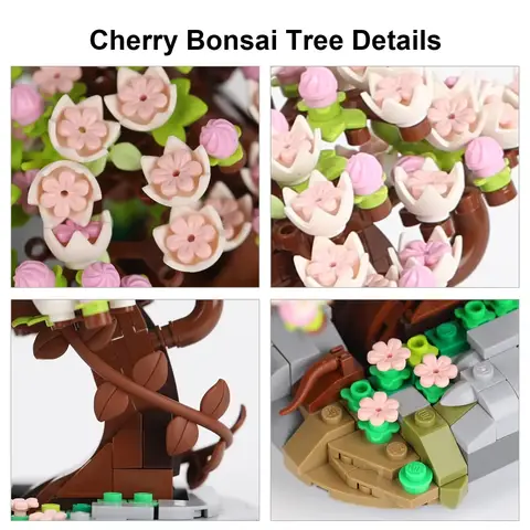 Mini-växt Bonsai Byggsten Blomma Växt Körsbärsblomsträd Krukväxt Bukett Modell Klossar Heminredning Leksak För Barn Presenter 12 best sales blommaleksak - №10