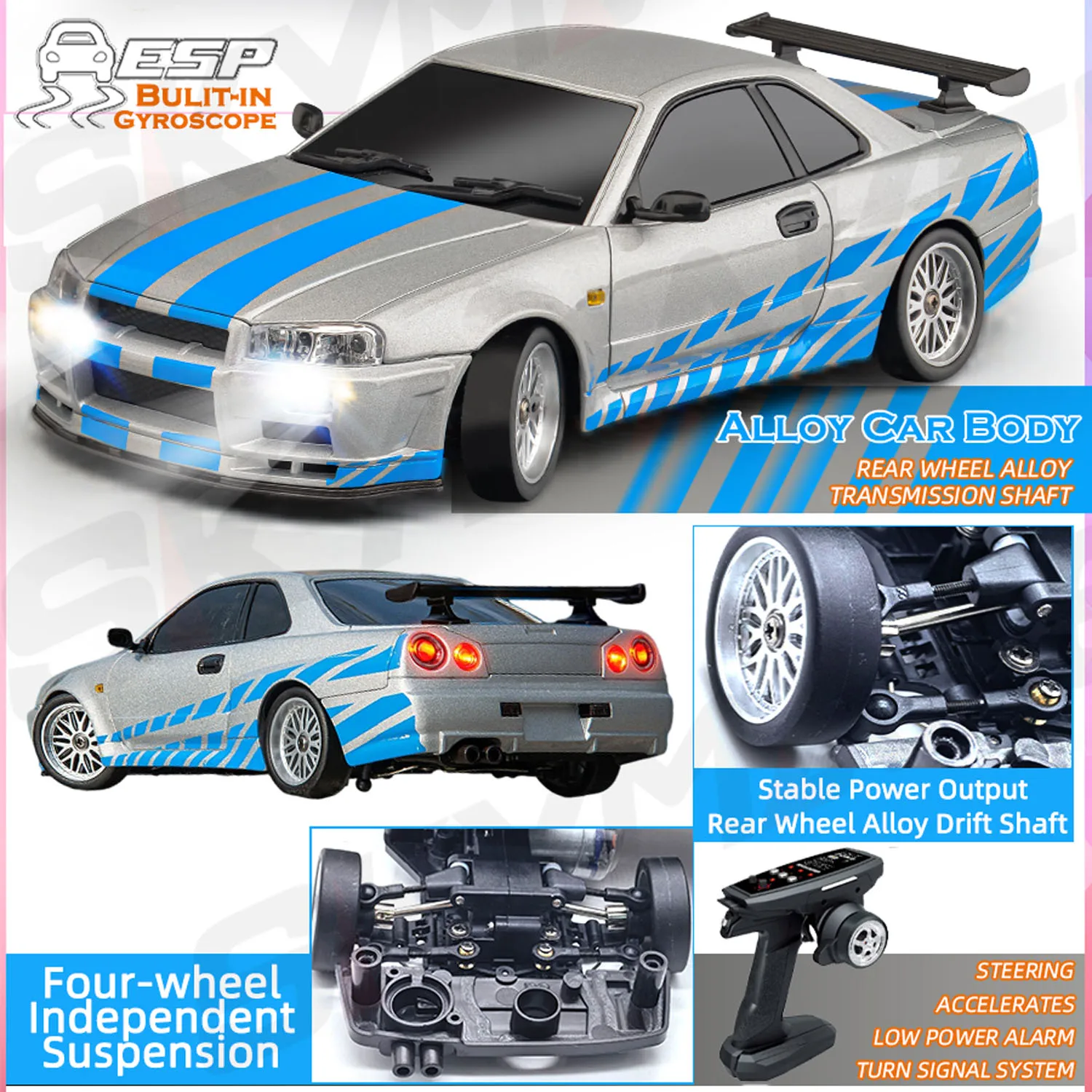 In Stock LDRC RC High Speed 1/18 Racing Car Scale RWD Drifting Remote Control Vehicles with Gyroscope Light System LD1899 Model