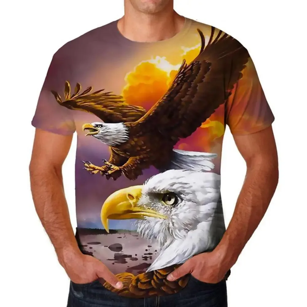 

Men's and women's casual short sleeve t-shirt with 3D printed t-shirt, spreads wings, saring in the sky, summer, new