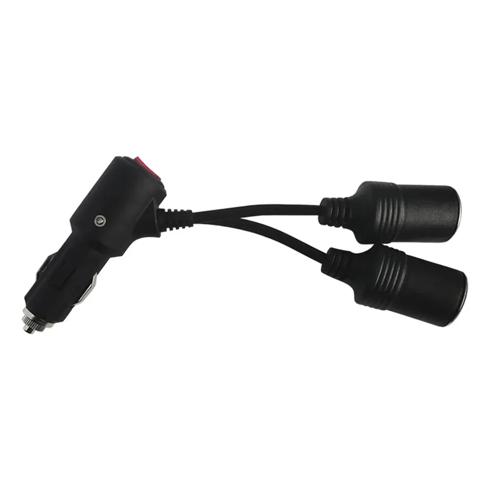 12/24V 2-In-1 Car Power Adapter Splitter Adapter W/ On Off Switch 1 Male To 2 Female Socket Y Splitter Cigarette Lighter Adapter