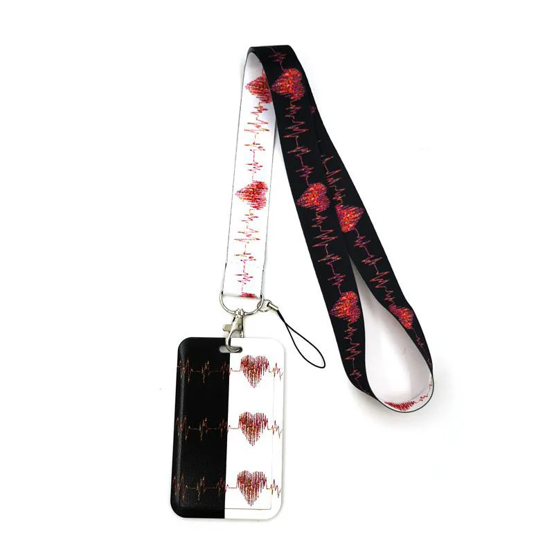 Imagem -04 - Médico Eletrocardiograma Coração Art Lanyard Chaves Suporte do Telefone Correia de Pescoço com Chaveiro id Faça Você Mesmo Fitas de Webbing Animal Pendure Rope