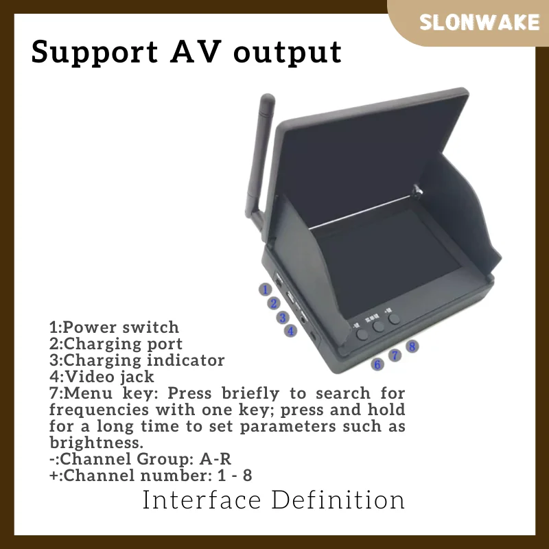 5 Inch 5.8G 48CH FPV Monitor 800x480 Scherm Ingebouwde Batterij voor voor RC Drone Vliegtuig Auto Deel