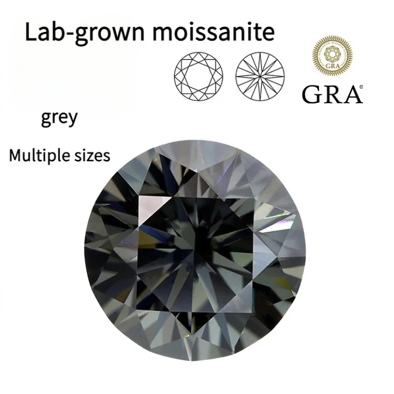 

Grey Moissanite Loose Stone VVS1 Certified Moissanite Lab Diamond 0.5-5.0ct with GRA Certificate for Jewelry Making