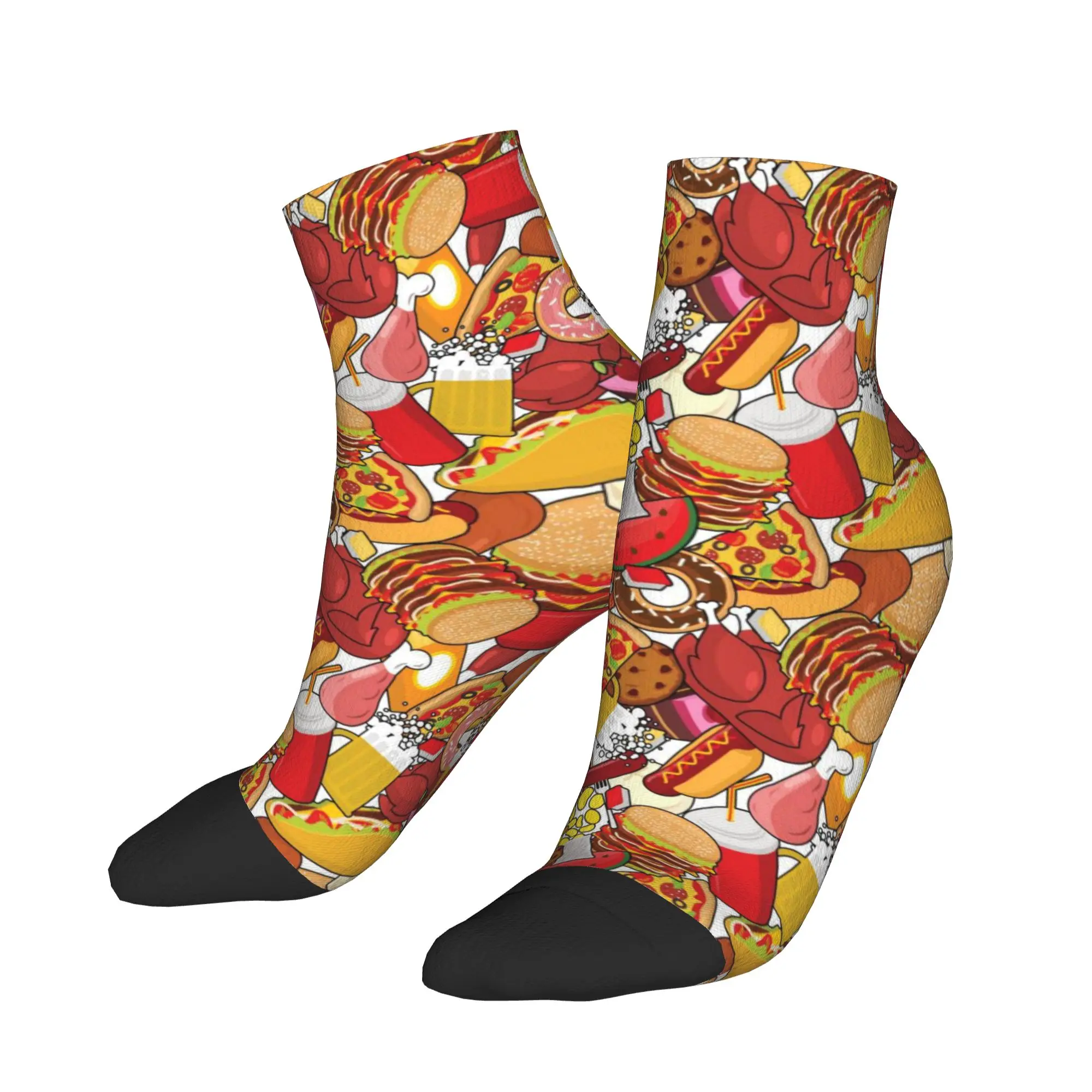 

Cute Kawaii Fast Food Print Ankle Socks Design Vintage Casual Socks Autumn Anti Sweat Cycling High Quality Sock For Men