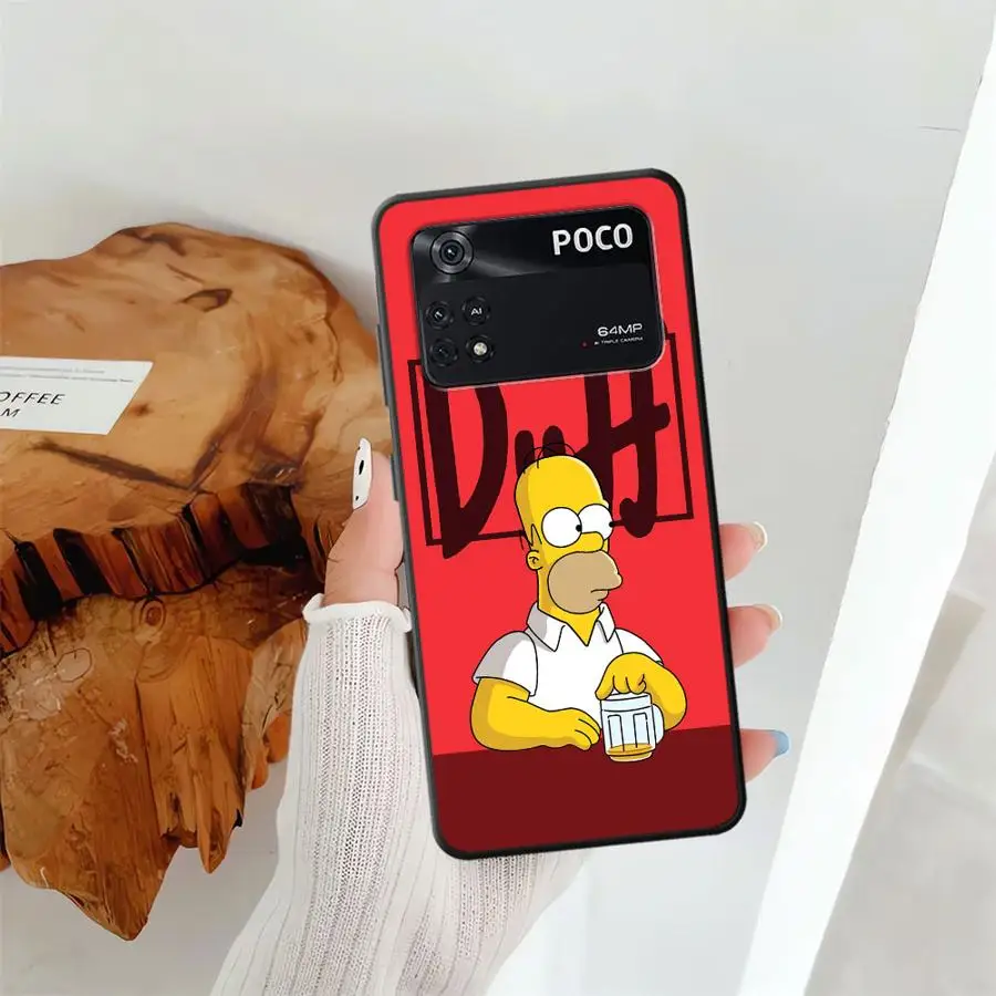 Black Soft Phone Cover Case for Xiaomi Poco F8 M5 C50 X3 X4 X5 X7 Pro C71 C61 F1 C75 M3 M4 M7 Pro F3 Funny Homer Simpson view 3