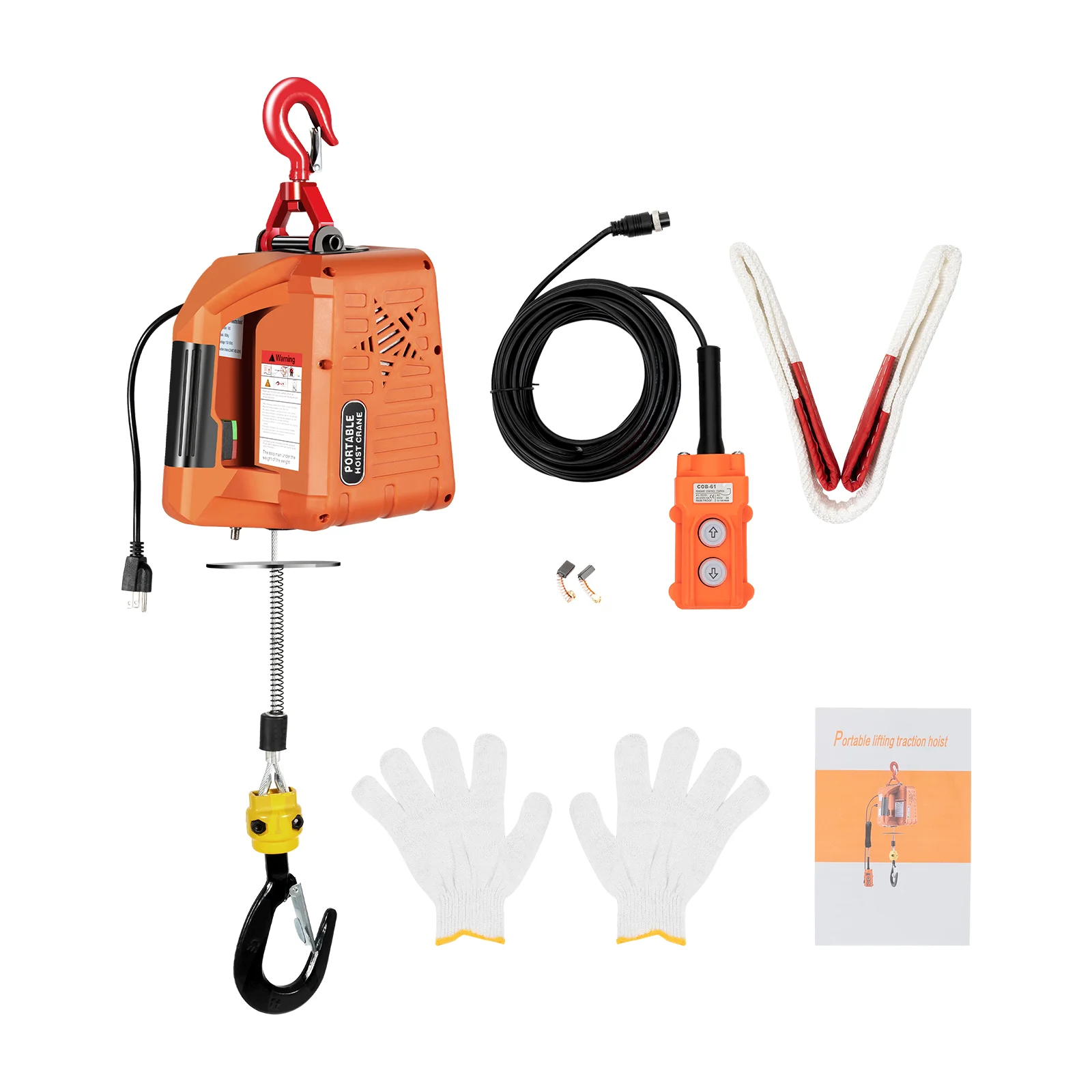 1500W Portable electric hoist with wired switch 1100 Ibs Mini Electric Hoist Lifting Tools windlass 3.25ft