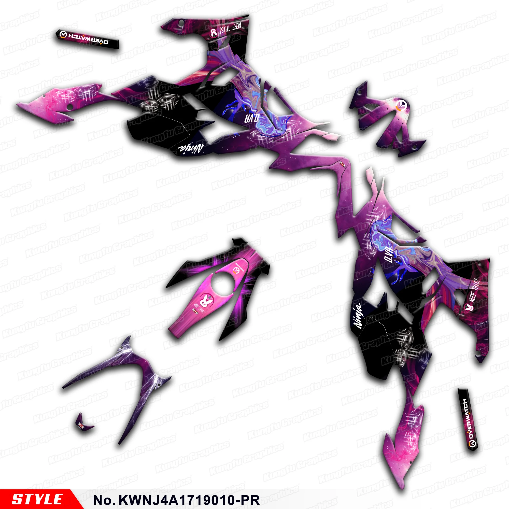 

JY RACING Motorcycle Decals Wrap Sticker for Kawasaki Ninja 400 ABS Ninja250 2018-2026, KWNJ4A1719010-PR