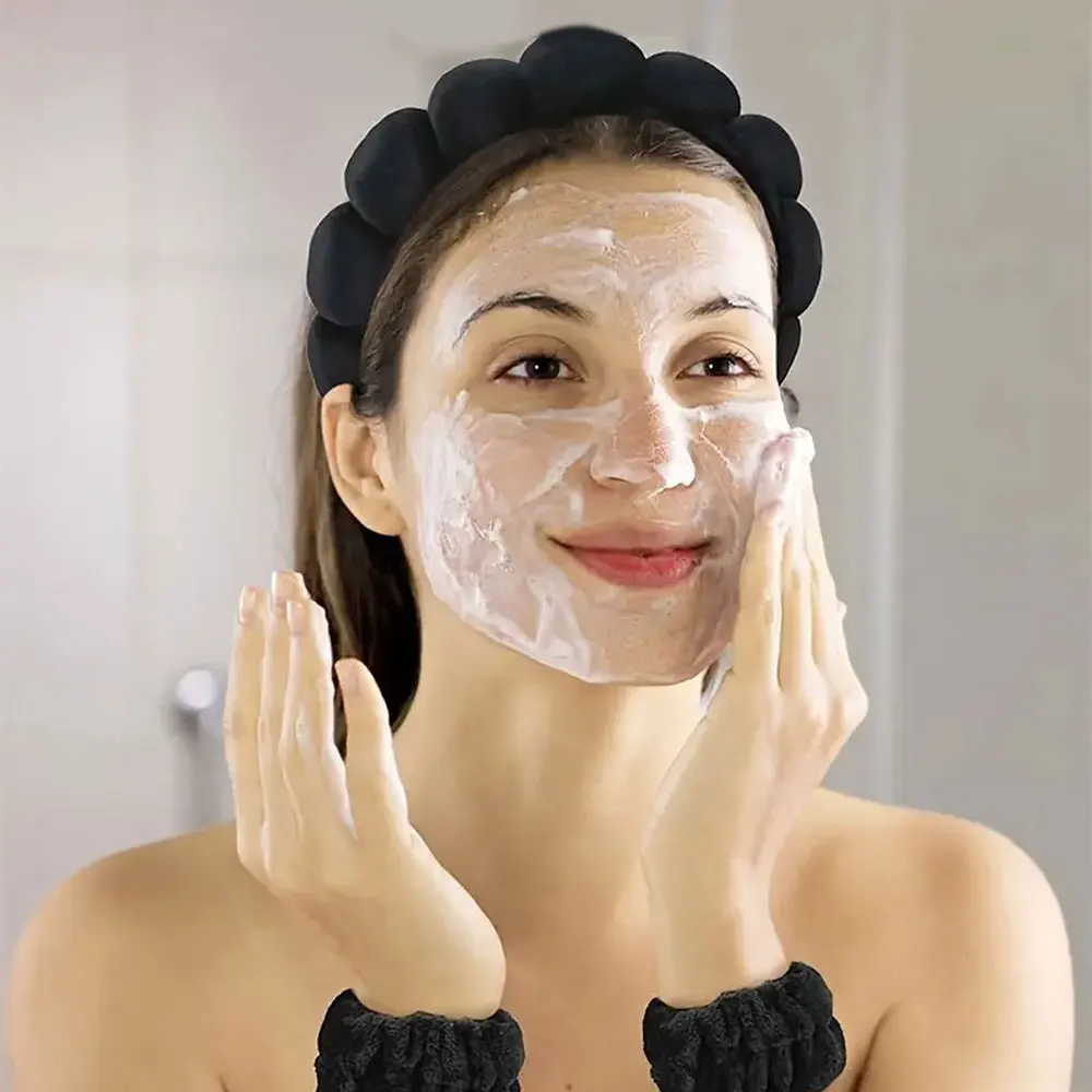 4pcs Skincare Accessories For Face Wash Skincare Hair Accessories，Sponge Spa Headbands & Wristband Set, For Washing Face Makeup