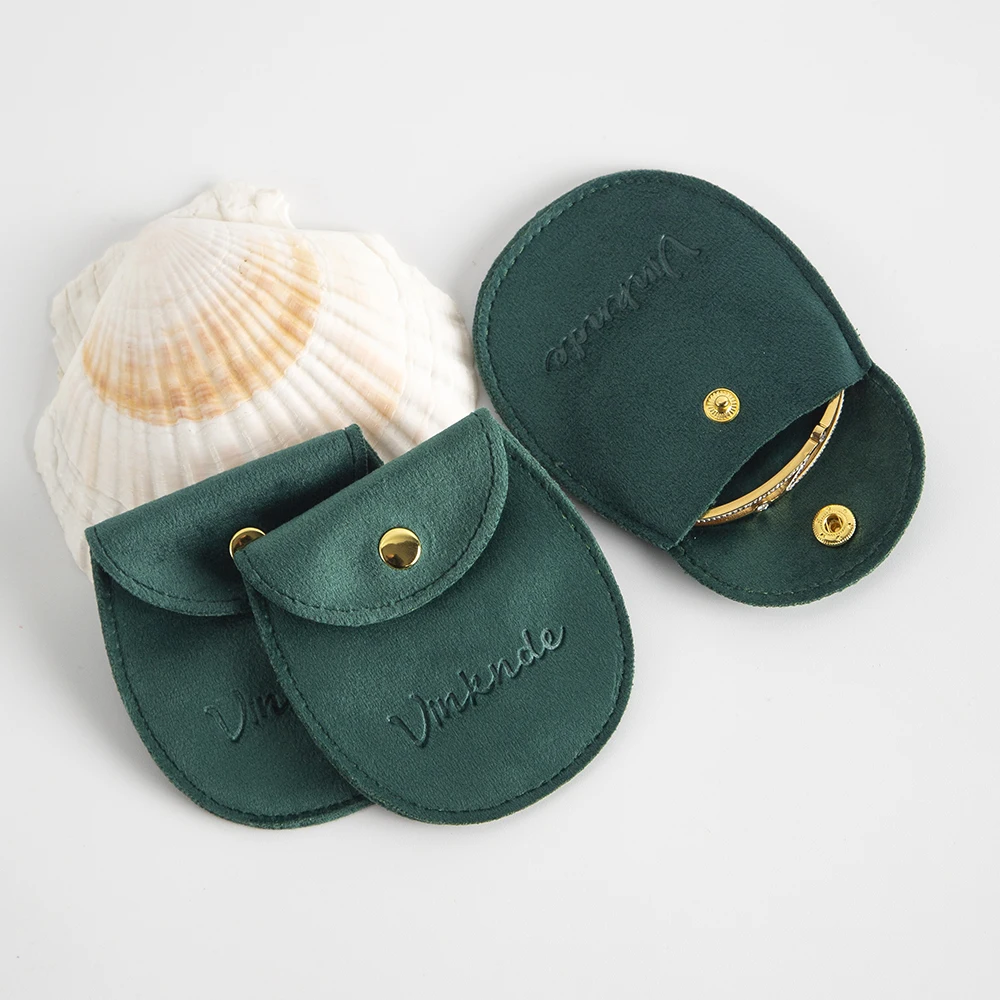 

Оптовая продажа, 9x10 см, маленькие овальные замшевые сумки из микрофибры из хлопка и бархата, сумки для сережек с кнопкой, сумка для ювелирных изделий, персонализированный логотип