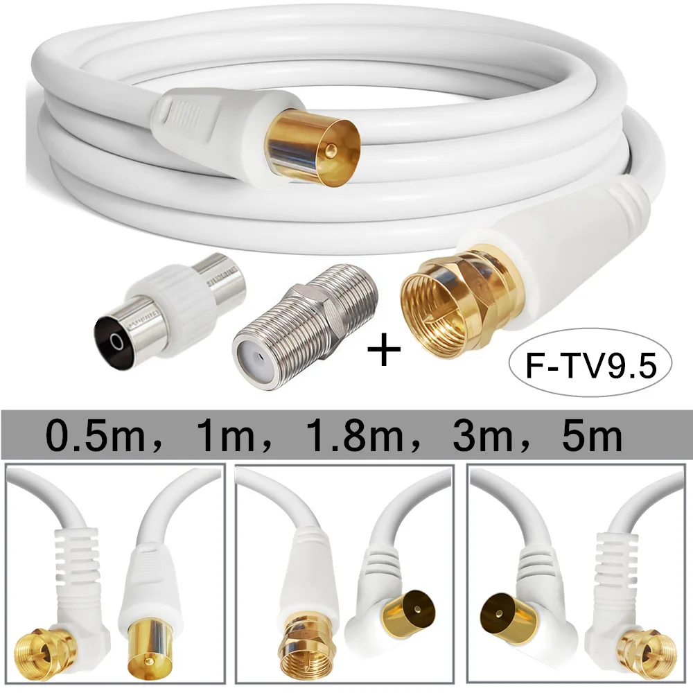 9.5mm  Male to F type Male Coaxial TV Satellite Antenna Cable 0.3m/1m/1.8m/3m/5m