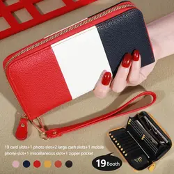 Women's Wallet RFID Blocking Multi Credit Card High Capacity Zipper Clutch Travel Bag Wrist Guard