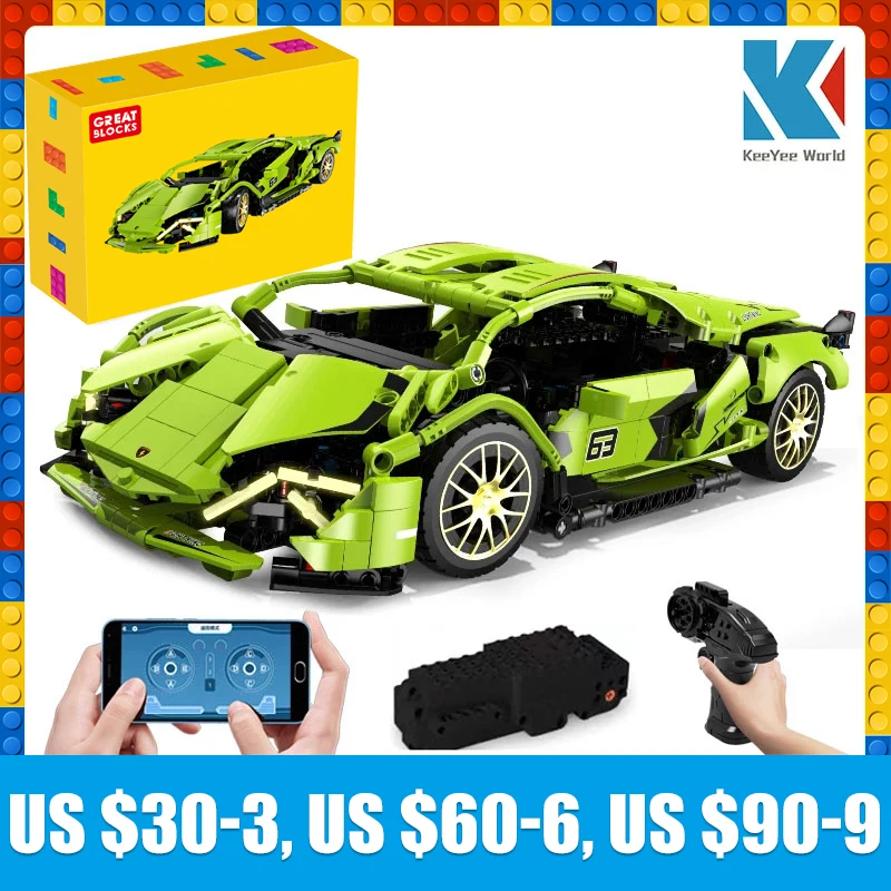 

KeeYee World K96122 KAIYU Technical APP Remote Control Moter Power Building Blocks Bricks Super Racing Car Sets Toys Kids Gift