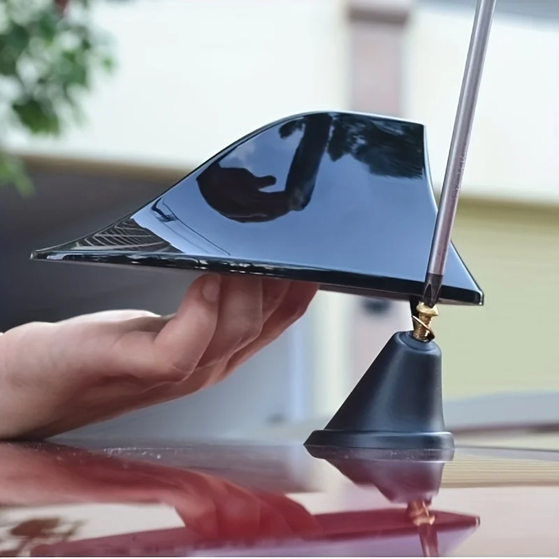 Waterproof No Drilling Carbon Fiber Car Shark Fin Antenna Shark Fin Roof Aerial Radio FM/AM Decorate Aerial Stronger Signal view 2