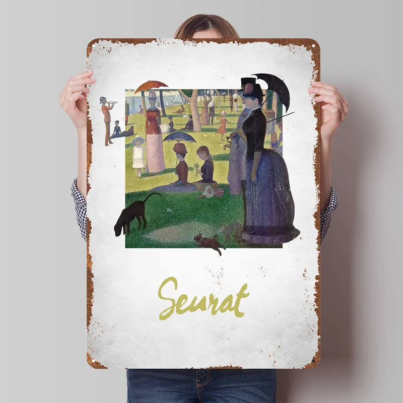 

Georges Seurat плакат художников металлические вывески ретро индивидуальные жестяные пластины для настенного художественного украшения вещи для дизайна комнаты человек пещера