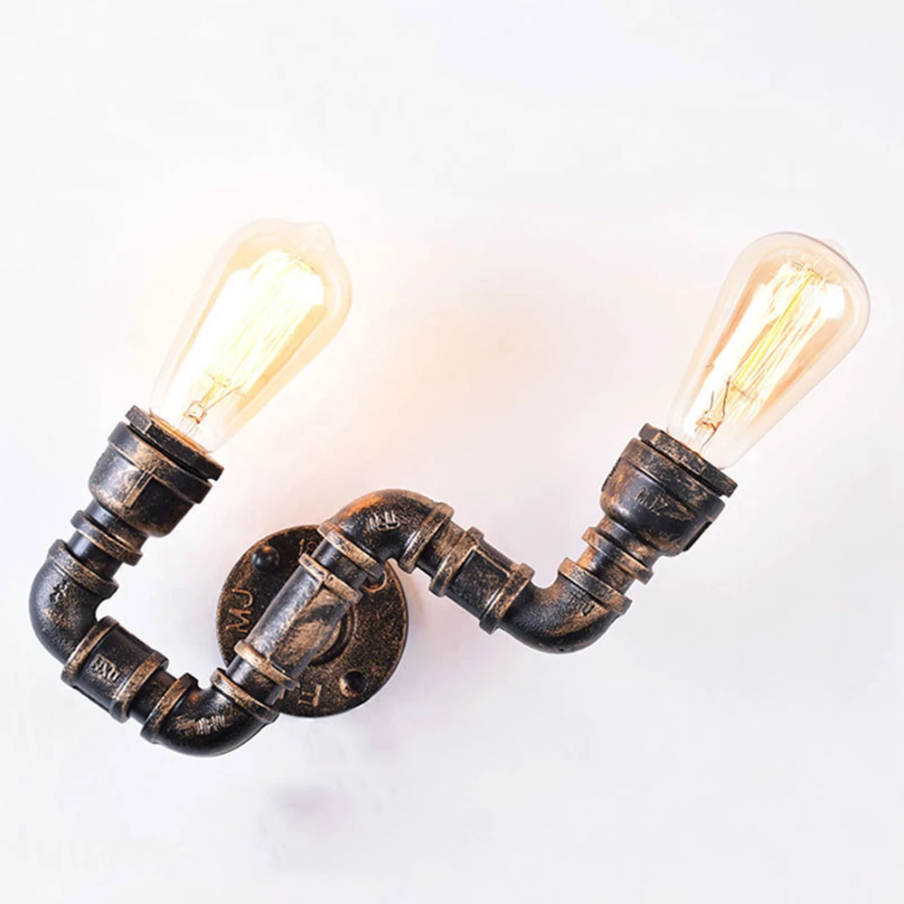 Vintage Industrial Steam Punk Wall Light Retro Loft Iron Water Pipe Sconce E27 Lighting Fixture for Bar Living Room Bedside Lamp