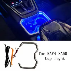 blue LED Central Water Cup Holder Atmosphere Light Interior Decorative Lamp For Toyota RAV4 XA50 2019 2020 2022 2023 2024