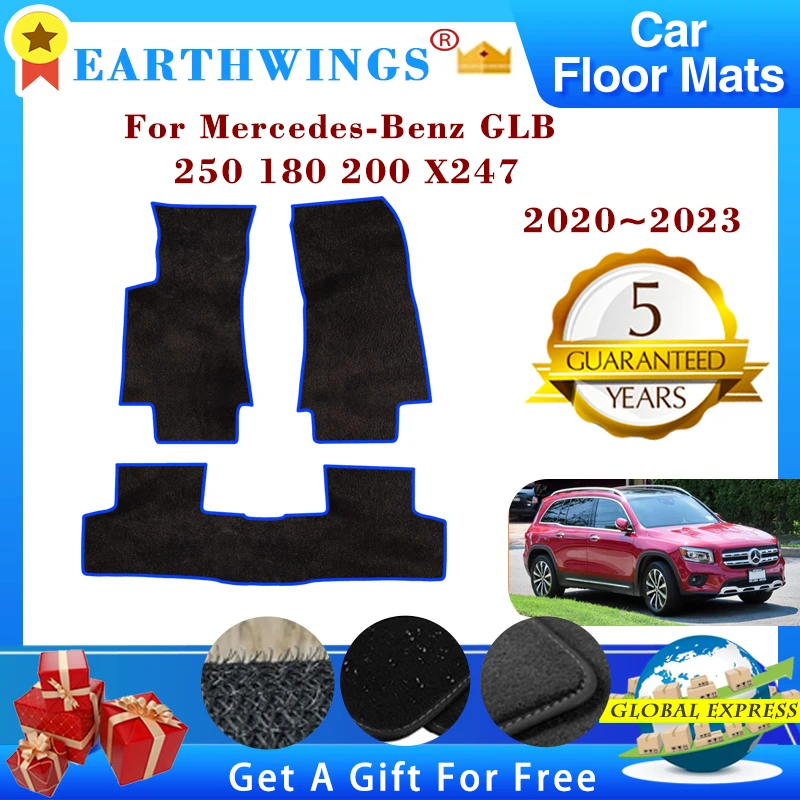 Floor Mats For Mercedes-Benz GLB 250 200 X247 5 Seats 2020~2023 Auto Carpets Footpads Cape Rugs Cover Foot Pads Car Accessories