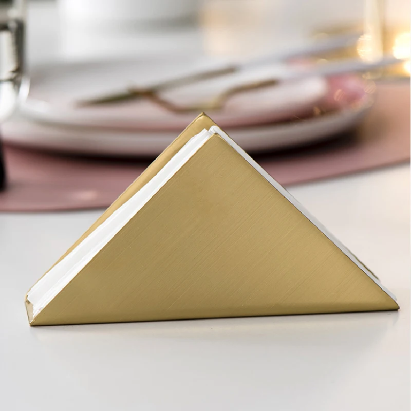 Nordic Golden Triangle Stainless Steel Paper Towel Cafe Tissue Holder Hotel Napkin Holder Square Towel Holder Home Decoration