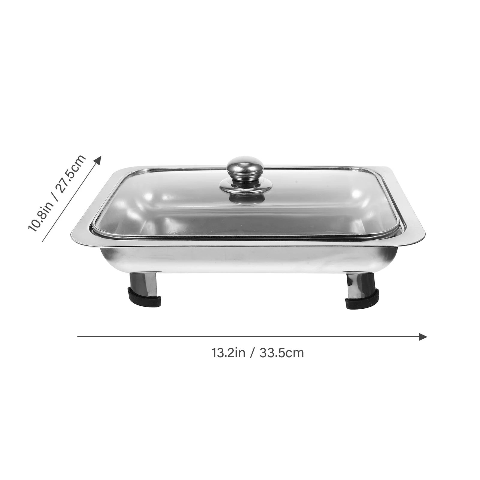 Steel Buffet Simple Tray Serving Dish Heater Food Pan Holder for Four-leg Grilling Plate Fruit Large Stainless