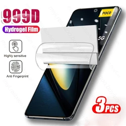 3PCS 999D Curved Hydrogel Film For Xiaomi PocoF6 Poco F6 F 6 Pro F6Pro 5G Screen Protector Not Glass Little Poxo Poko PocoF6pro