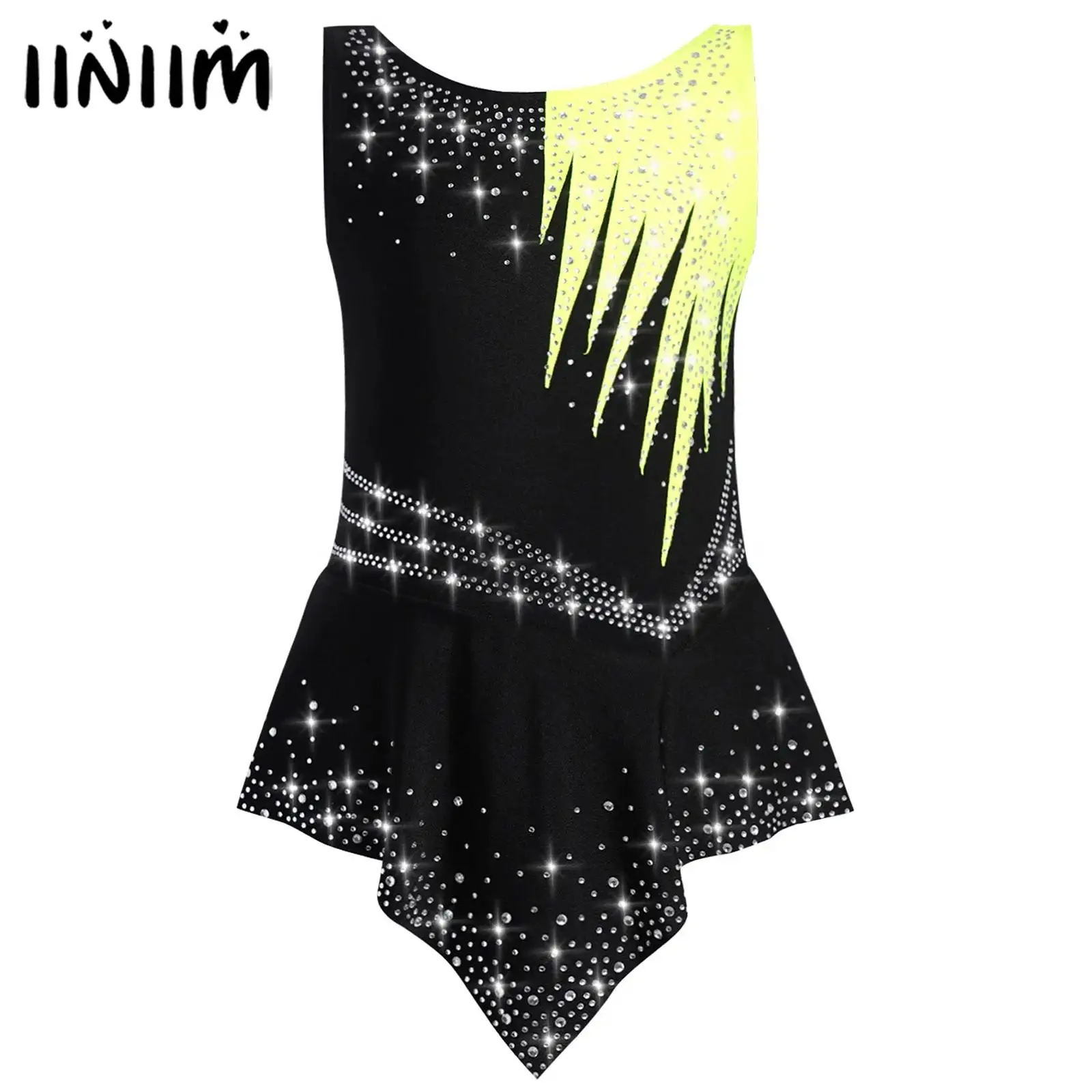 

Детский купальник для художественной гимнастики для девочек, художественный комбинезон для фигурного катания, блестящие стразы, балетный трикотаж, танцевальный костюм для выступлений