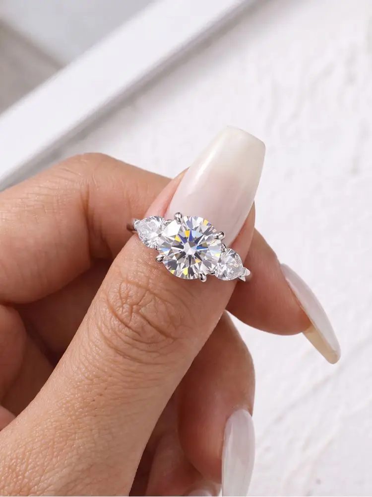 DWJ Mode 3CT Große Moissanit Diamant Ringe für Frauen Doppel Herz Zirkon 925 Sterling Silber Eternity Engagement Edlen Schmuck – Detail 4