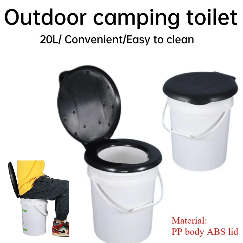 

Portable Portable Toilet Seat for Car and Outdoor Use 20L Large-capacity Toilet Seat Cover Plastic Bucket Outdoor Camping Toilet