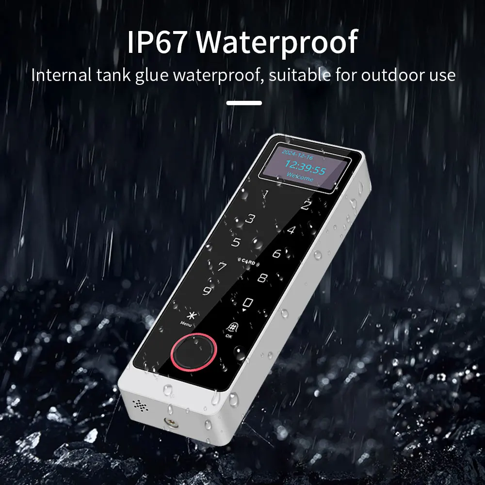 Fingerprint access control keyboard waterproof NFC WiFi support graffiti APP unlock 125K 13.56Mhz RFID card recognition doorlock