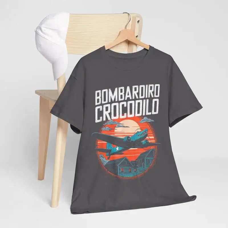 Футболка Brainrot Meme, забавная бомбардиро крокодило, эстетический мультфильм, дерзкий винтаж для влюбленных, вирусный тренд Gen Z