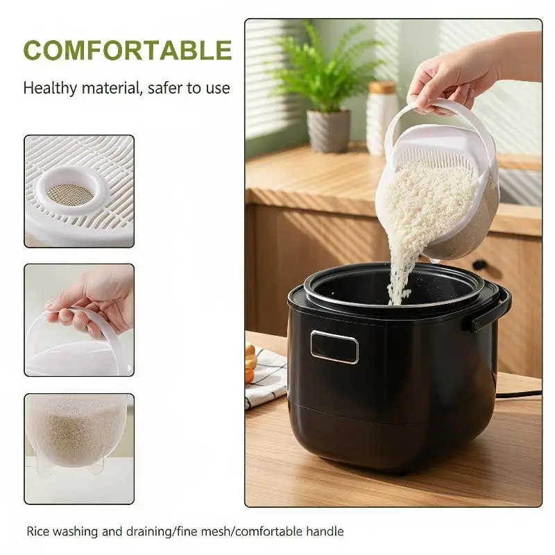 Multi-Purpose Rice Washing Drain Basket Free Hand Food Grade Strainer for Kitchen Pasta Rice Beans Washing Use