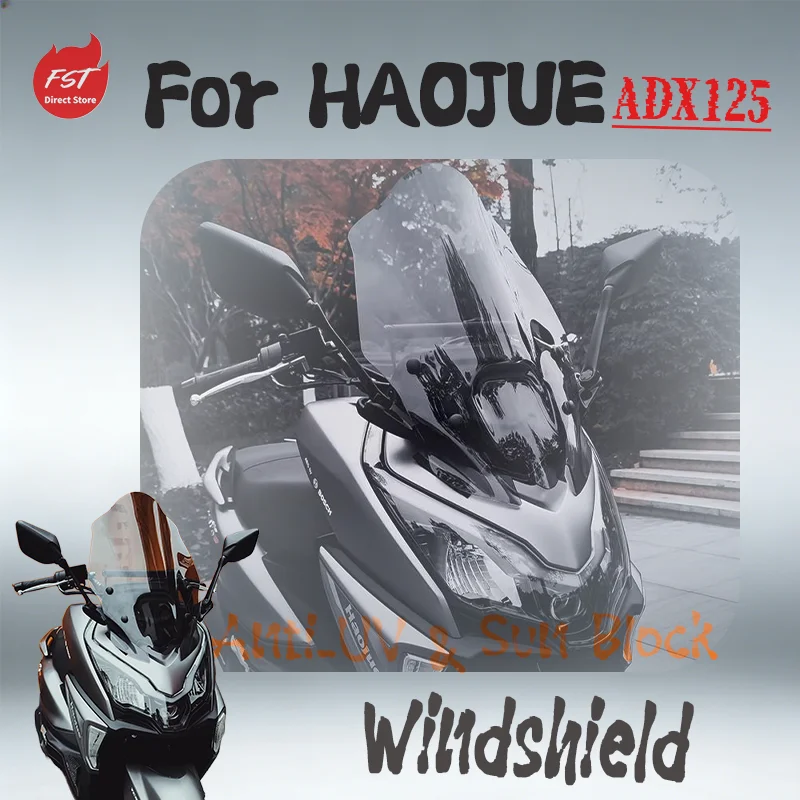 For Haojue ADX125 Front Wind Deflector with Mirror Relocation Bracket, Anti-UV Waterproof Parts