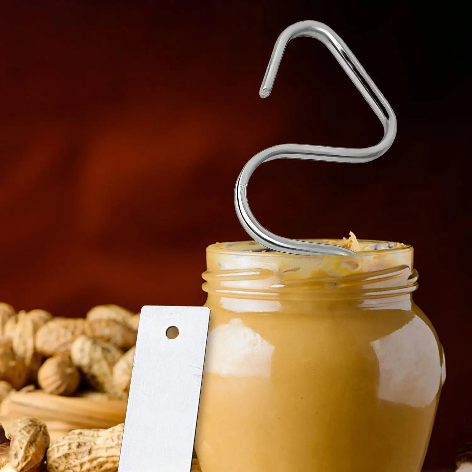 Peanut Butter Stirrer, Stainless Steel Peanut Butter Stirrer Mixer Tool Fits for Various Organic Peanut Butter, Almond, Cashew