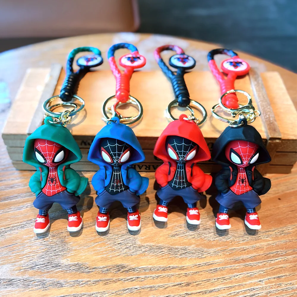 

Cool The Amazing Spider-Man Cartoon Marvel Superhero Anime Figurine Keychain Exquisite Doll Backpack Pendant Car Accessory Gift