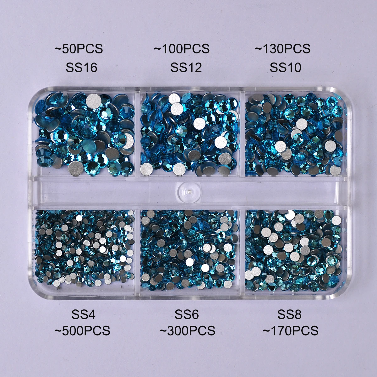 6Girds Box SS4-SS16 Colorful Non Hotfix Rhinestones Flatback Glue On Ornament Decorations Glass Crystals Nail Art Adhesive Stone