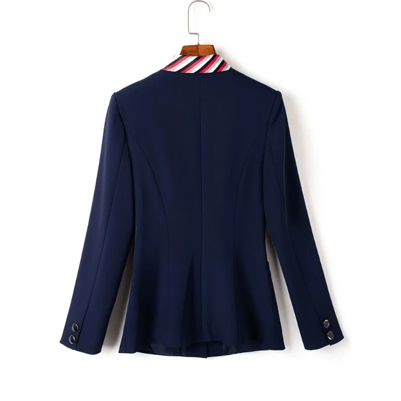 Elegant Women Suit Blazer With Bow Office Ladies Work Wear Coat Red Black Navy Solid Long Sleeve Formal Jacket