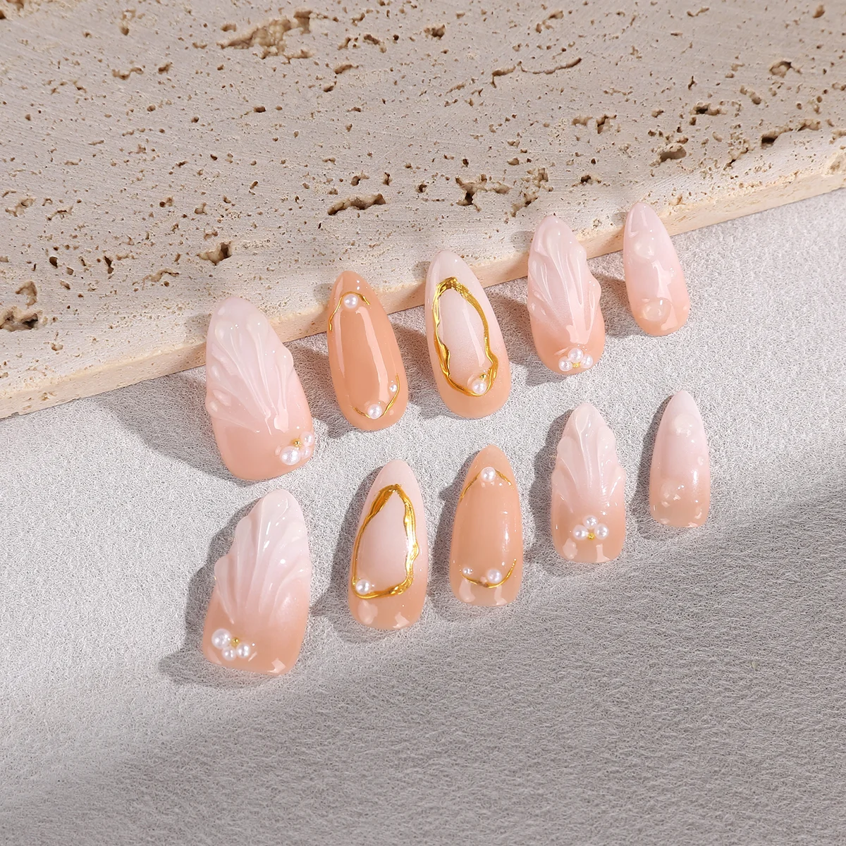 10 أظافر صناعية مصنوعة يدويًا، زينة أظافر جميلة، أجزاء أظافر، إكسسوارات فنية للأظافر، أظافر ساحرة، اضغط على أظافرجيل #3