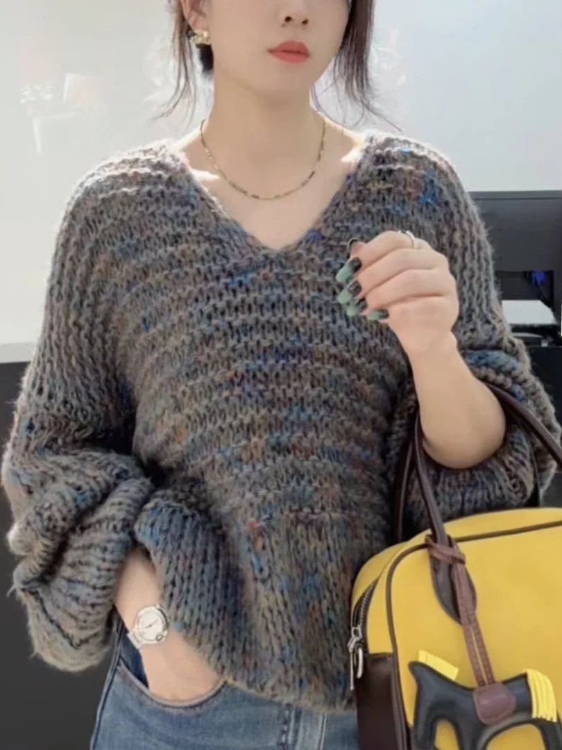 

Корейский трикотаж Sle V-Ne, мягкий свободный утягивающий женский свитер, осень-зима, Новое поступление, универсальный, удобный, теплый, с подогревом