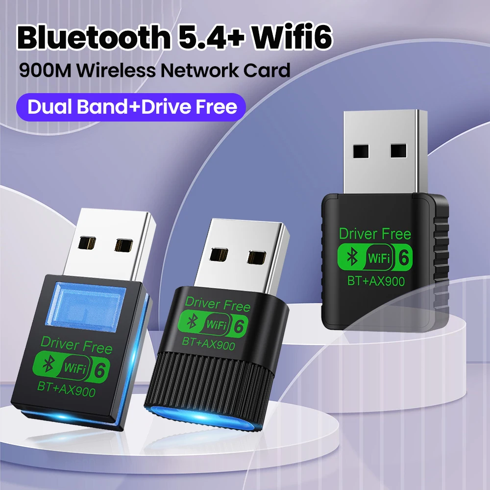 WIFI 6 Adapter AX900 Network Card 2.4G&5GHz Dual Band Signal Reception USB Dongle For Laptop Driver Free USB Wireless Receiver