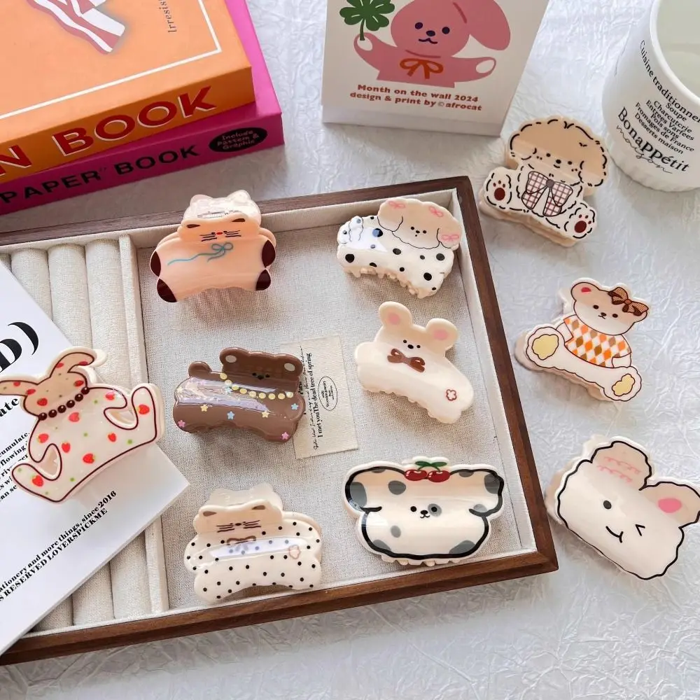 Trendy Acrylic Cartoon Animal Hair Claw Korean Style Puppy Spotted Cat Hair Clip Cute Kawaii Small Shark Clip Hair Accessories