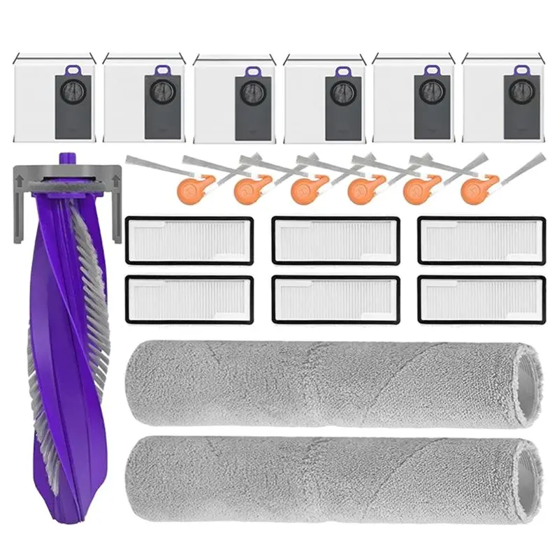 YANA35R Vacuum Replacement Parts For Narwal Flow 2-Standard Dock& Water Tank Main Side Brush Filter Mop Dust Bag 21Pcs Accessori